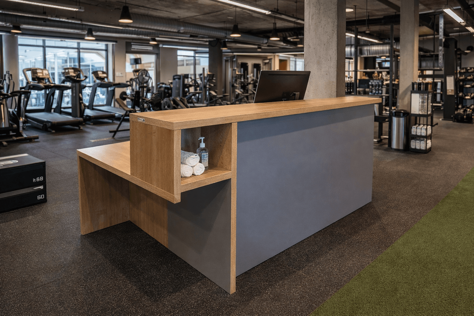 Borne d'accueil salle de sport