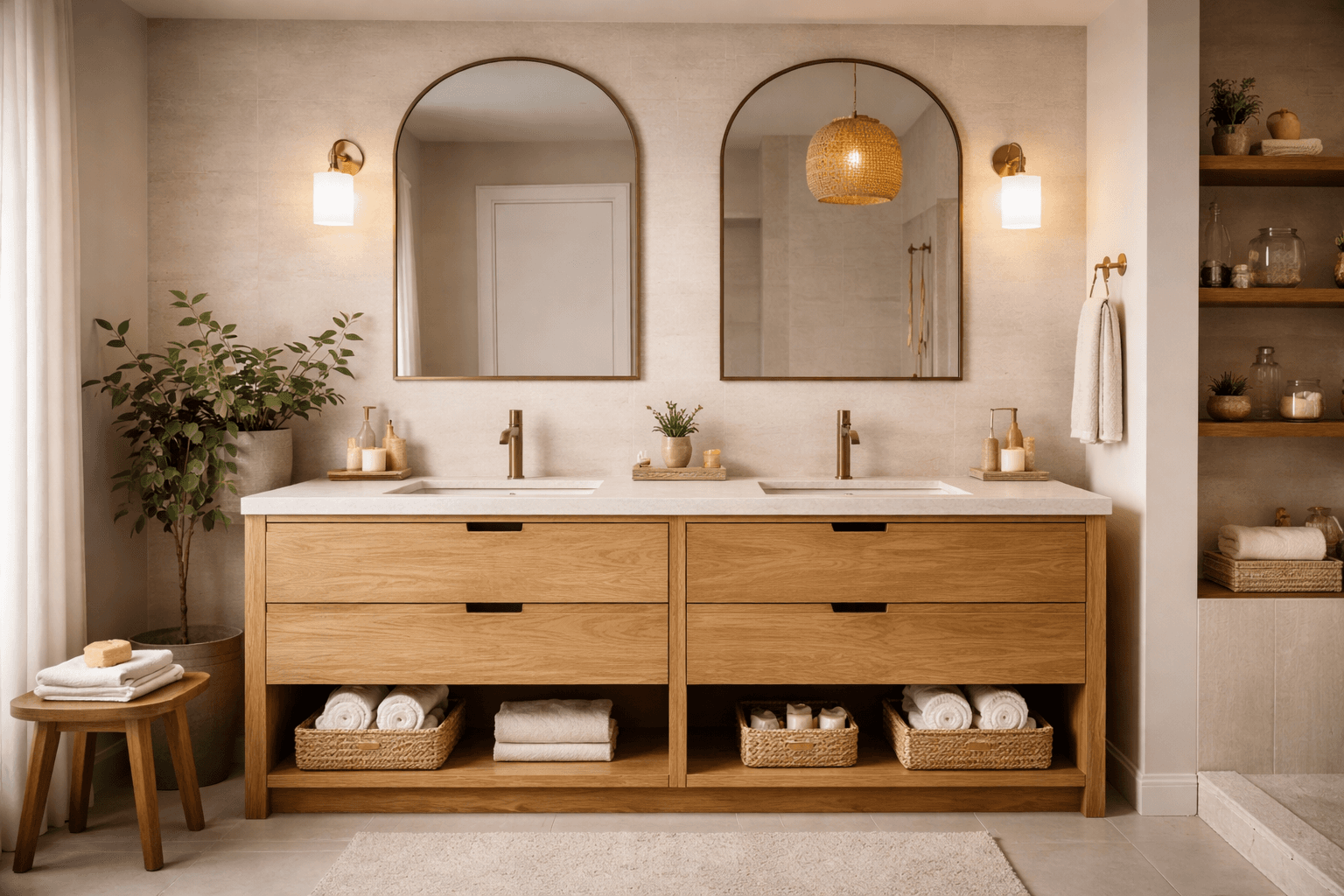 Meuble de salle de bain chêne naturel